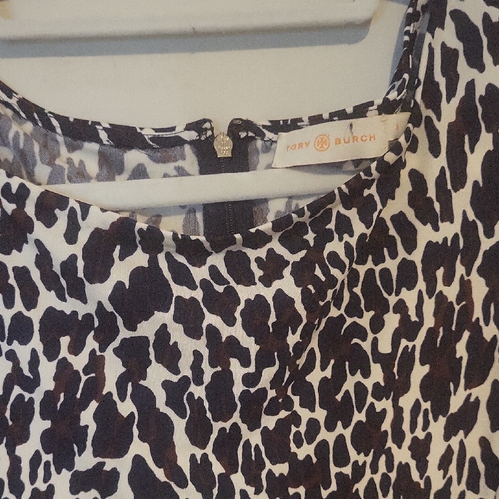 Tory Burch Black and White Leopard Print Women's Top